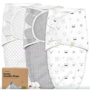 Keababies  3 pack Gray and White Swaddle Wraps